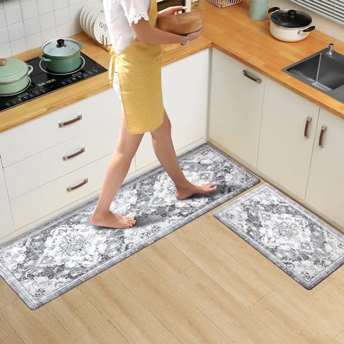 Anti Fatigue Kitchen Mats 2 Piece Set Blue Gray Waterproof Non-Skid C291