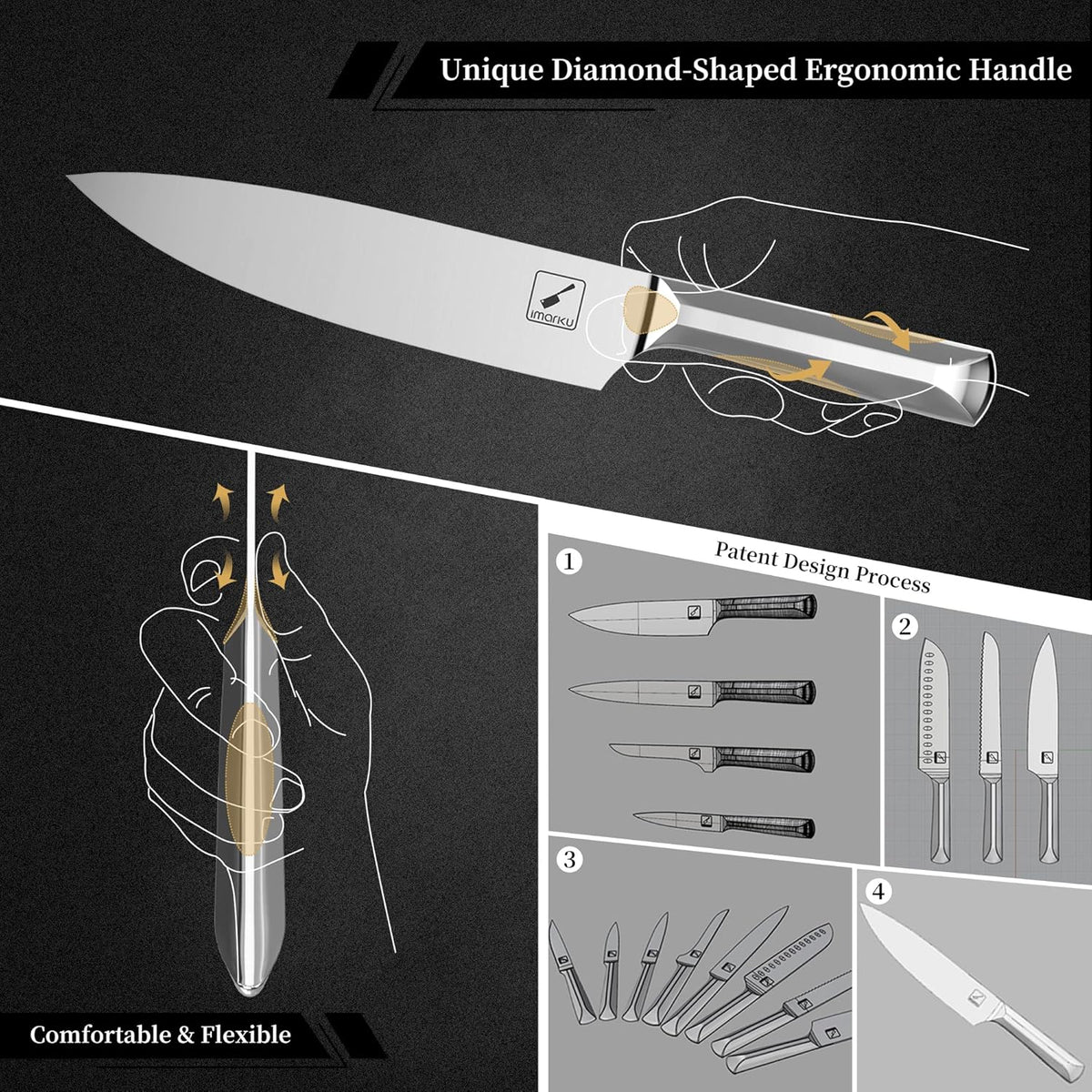 16 Pcs Stainless Steel Kitchen Knife Set with Block P9560