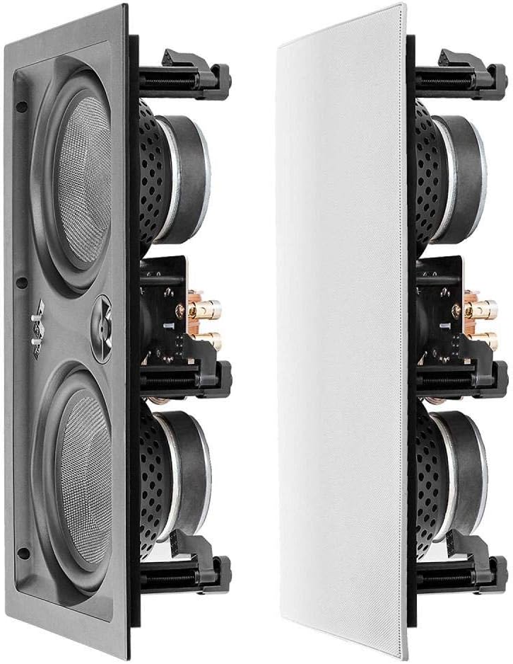 In Wall 8" Speakers Pair with Silk Dome Tweeter and Trimless Magnetic Grill X47632