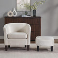 White Velvet Accent Barrel Chair with Ottoman F7660