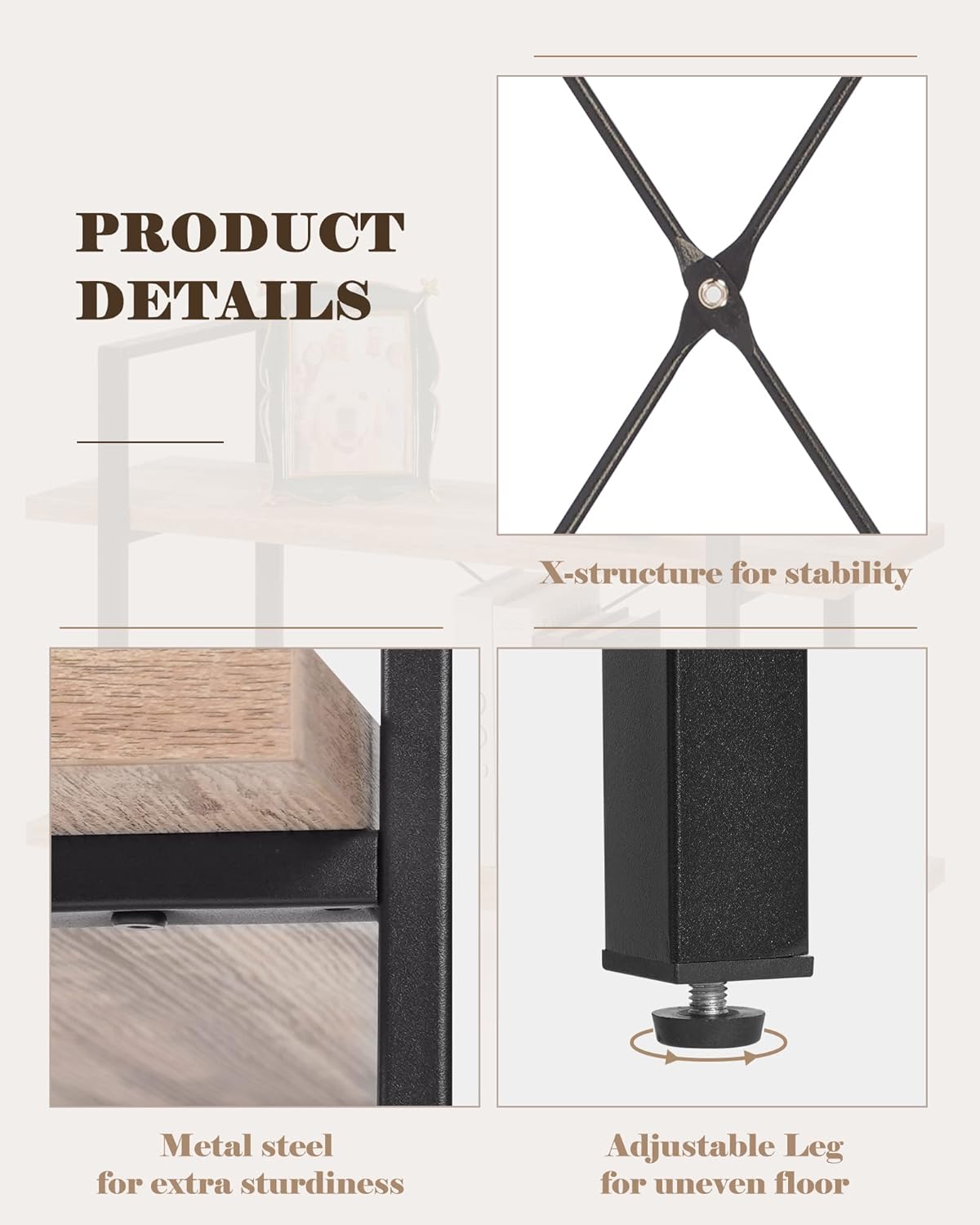 Industrial 2-Tier Wood and Metal Bookcase Z128