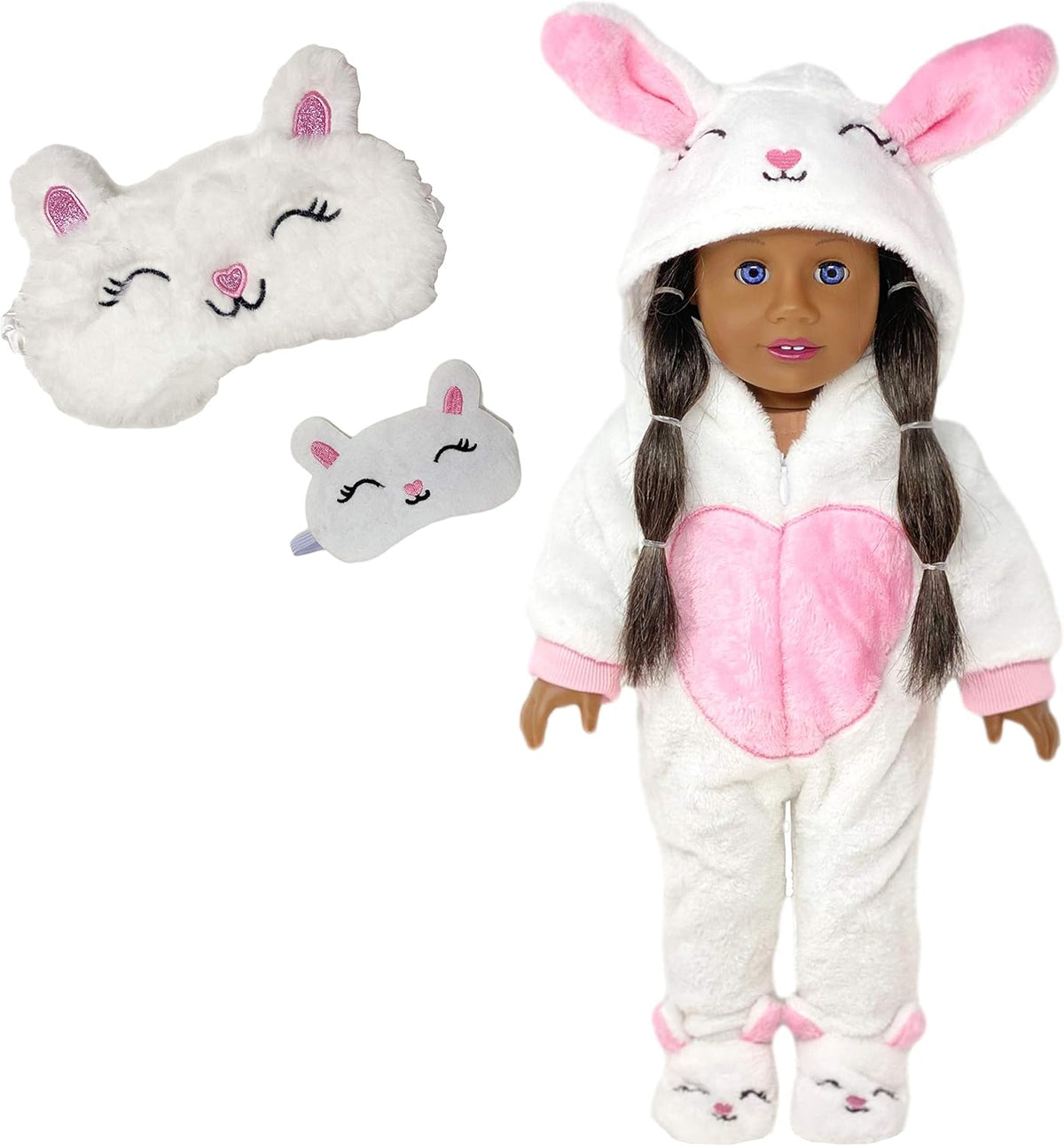 Panda Onesie Pajama with Matching Sleepover Masks for 18 inch Dolls Z2012