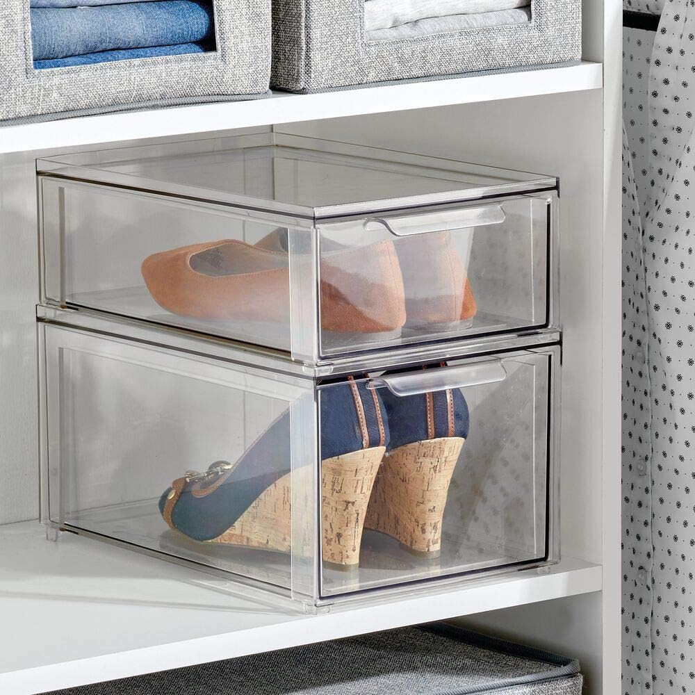 Clear 4 Pack Plastic Stackable Storage Drawer J754