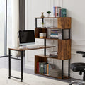 L-Shaped Corner Computer Desk with 5-Tier Bookshelf P603