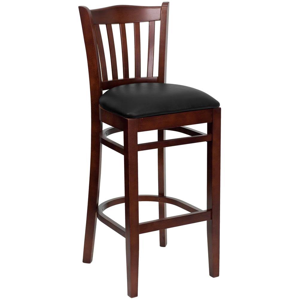 Mahogany Wood Barstool with Black Vinyl Seat Z686674