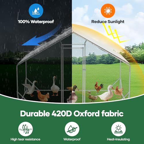 20x10x6.56 FT Metal Chicken Coop with Cover A1745