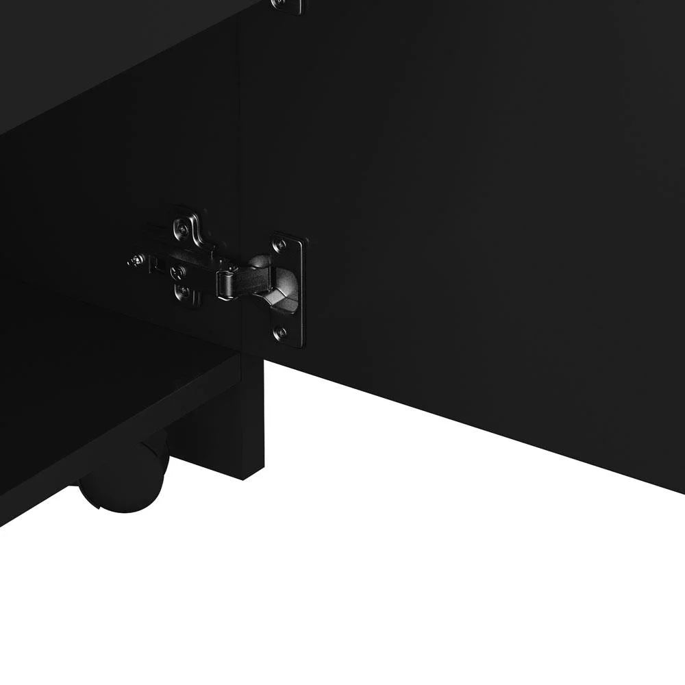 Black Wood Rolling Salon Cabinet Cart Z299977