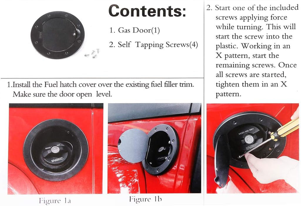 Black Locking Gas Cap Fuel Filler Door Cover Pack of 2 J1390