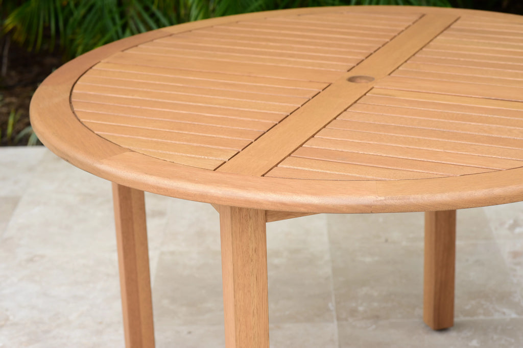 Round Teak Finish Patio Table C9995