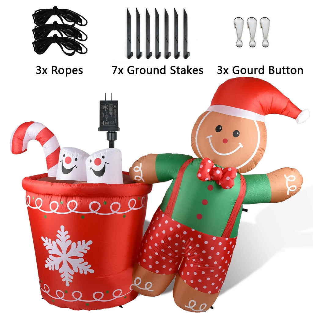 5.9ft Christmas Inflatable Gingerbread Man with LED Lights C193131