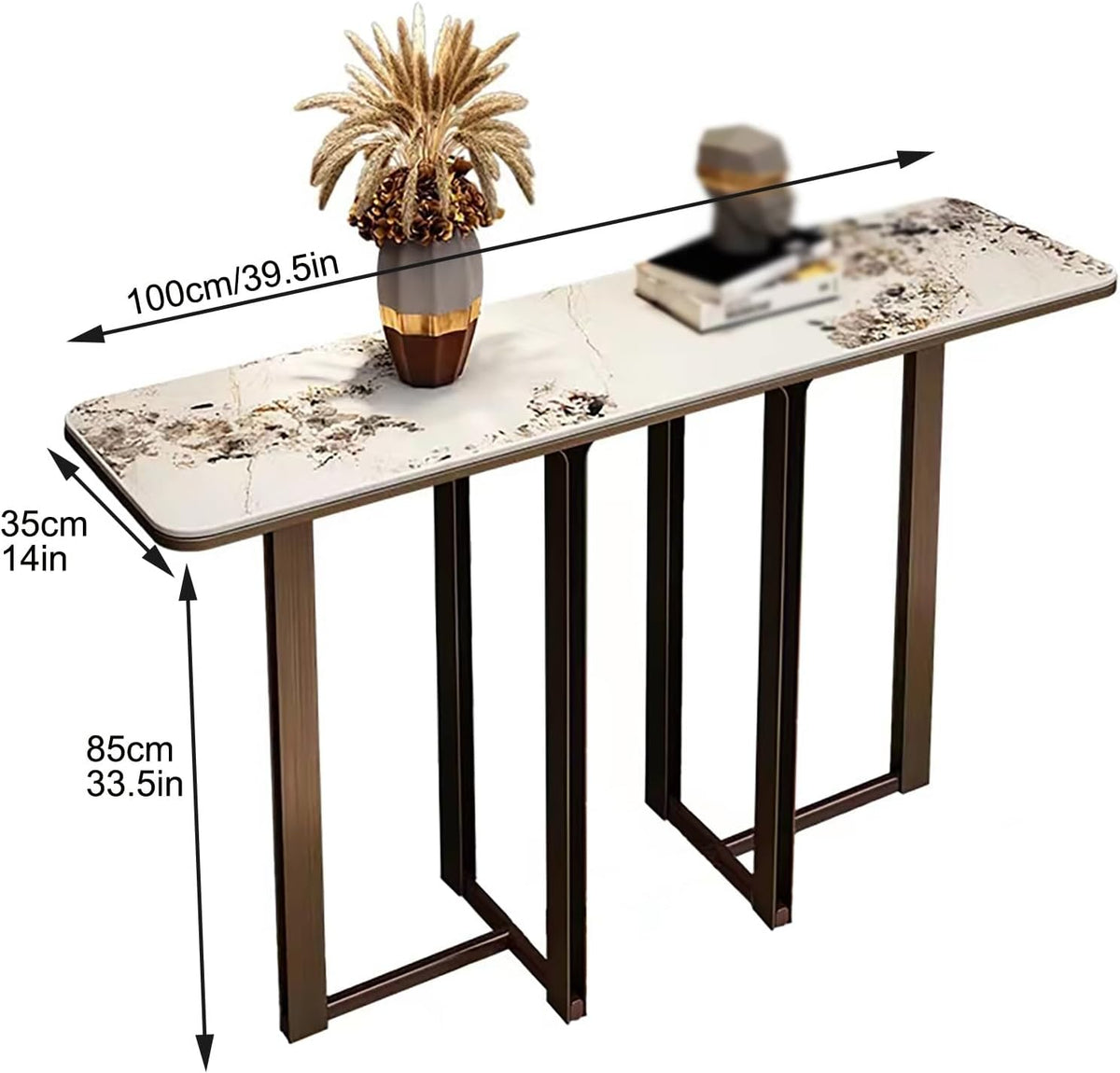 Narrow Entryway Table with Geometric Metal Base C67519