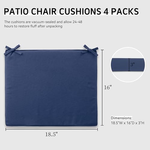 Outdoor Chair Cushions Set of 4, Waterproof Memory Foam Grey G597360