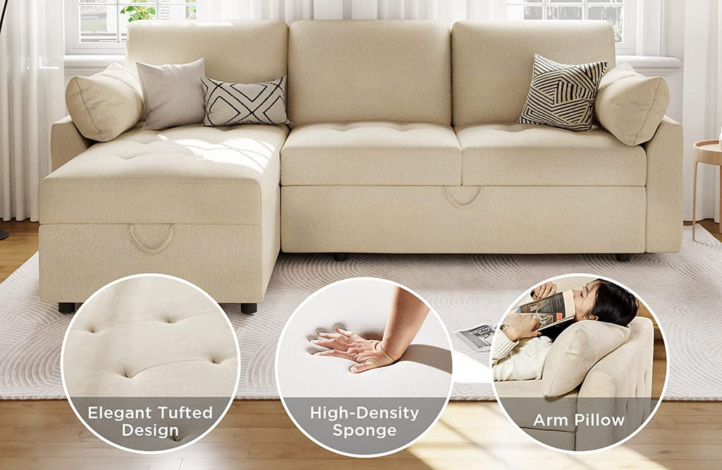 87 Inch Chenille Grey Pull Out Sofa Bed H851712