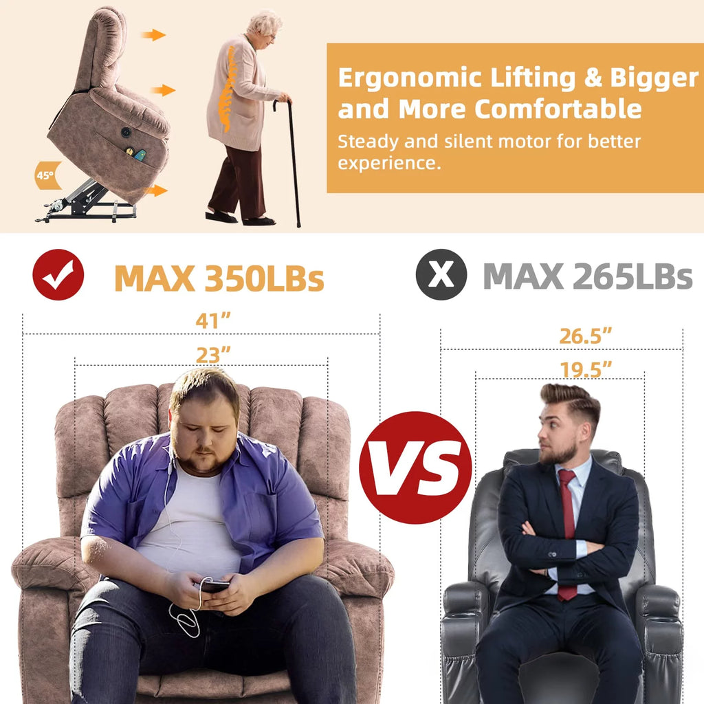 Large Power Lift Recliner with Massage and Heat X168