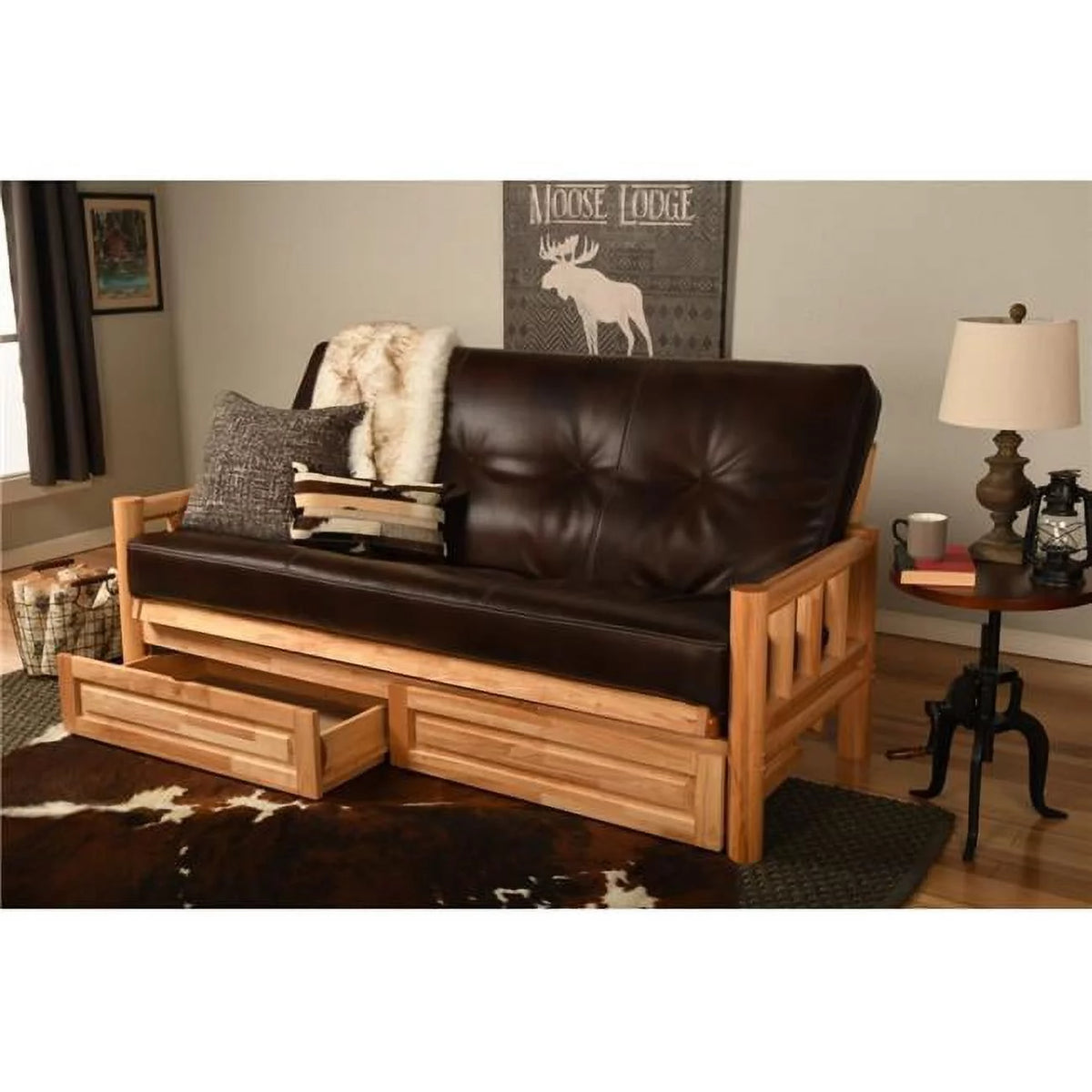Full Size Futon Frame with Mattress & Storage Drawers C964