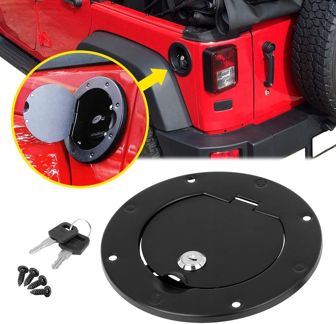 Black Locking Gas Cap Fuel Filler Door Cover Pack of 2 J1390