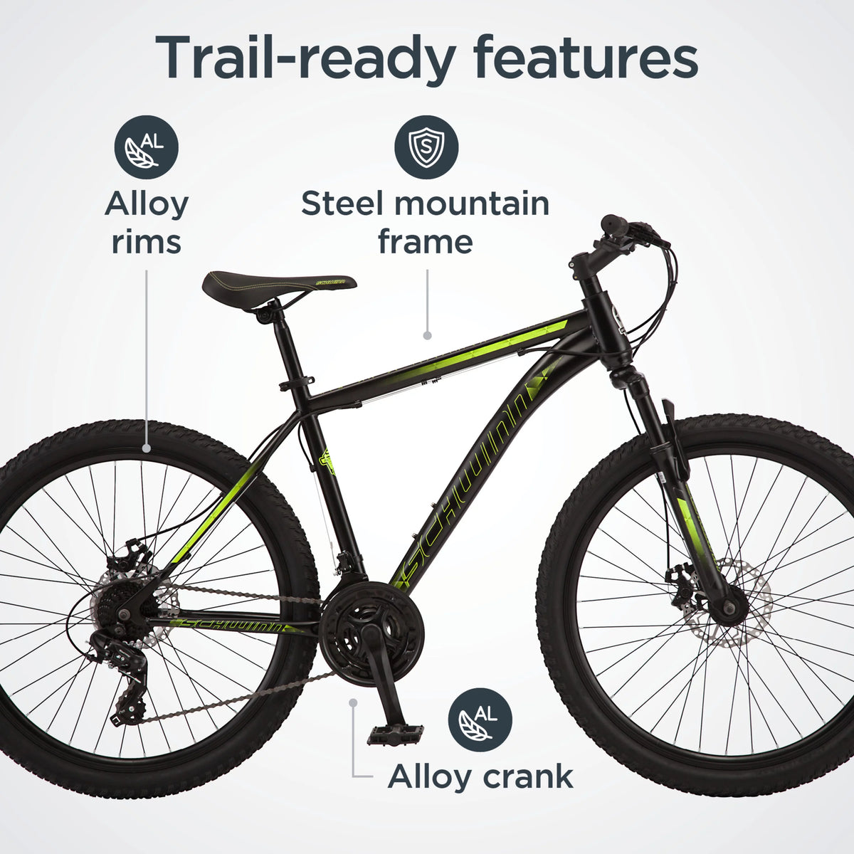 26-inch 21 Speed Black Mountain Bike F2525