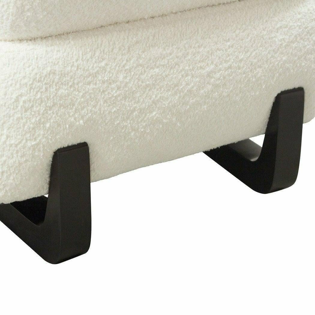 Faux White Shearling Armless Chair with Black Wood Leg Base S80966