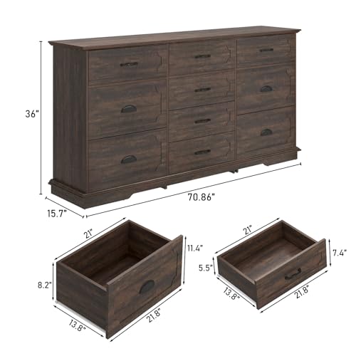 White 10 Drawer Wood Dresser with Charging Station U771164
