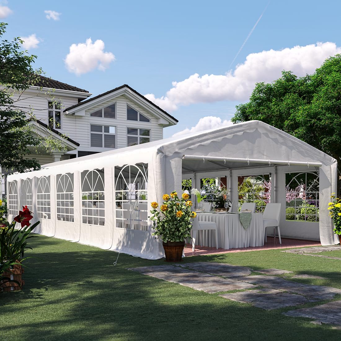 20x40 Heavy Duty Outdoor Galvanized Party Tent with Storage Bags O82099