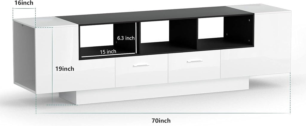 70 Inch Black & White Glossy TV Stand B4398