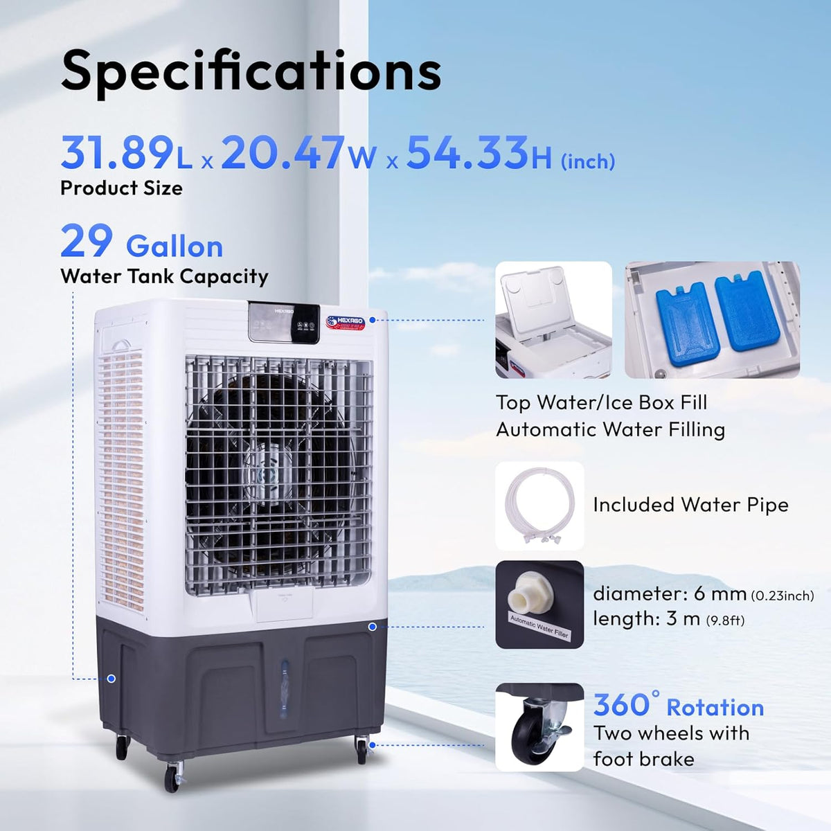 10000 CFM Evaporative Air Cooler with Remote Control S784601