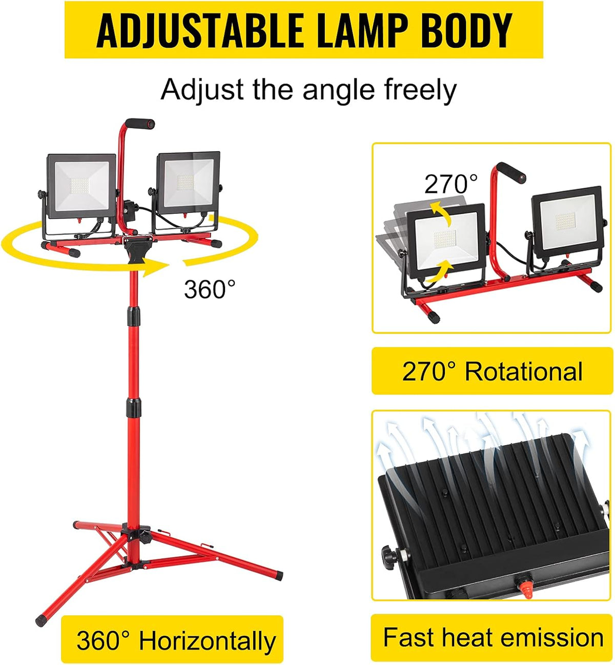 LED Work Light with Stand, 4200 Lumen Dual-head, IP65 Waterproofed, Pack of 2 G408