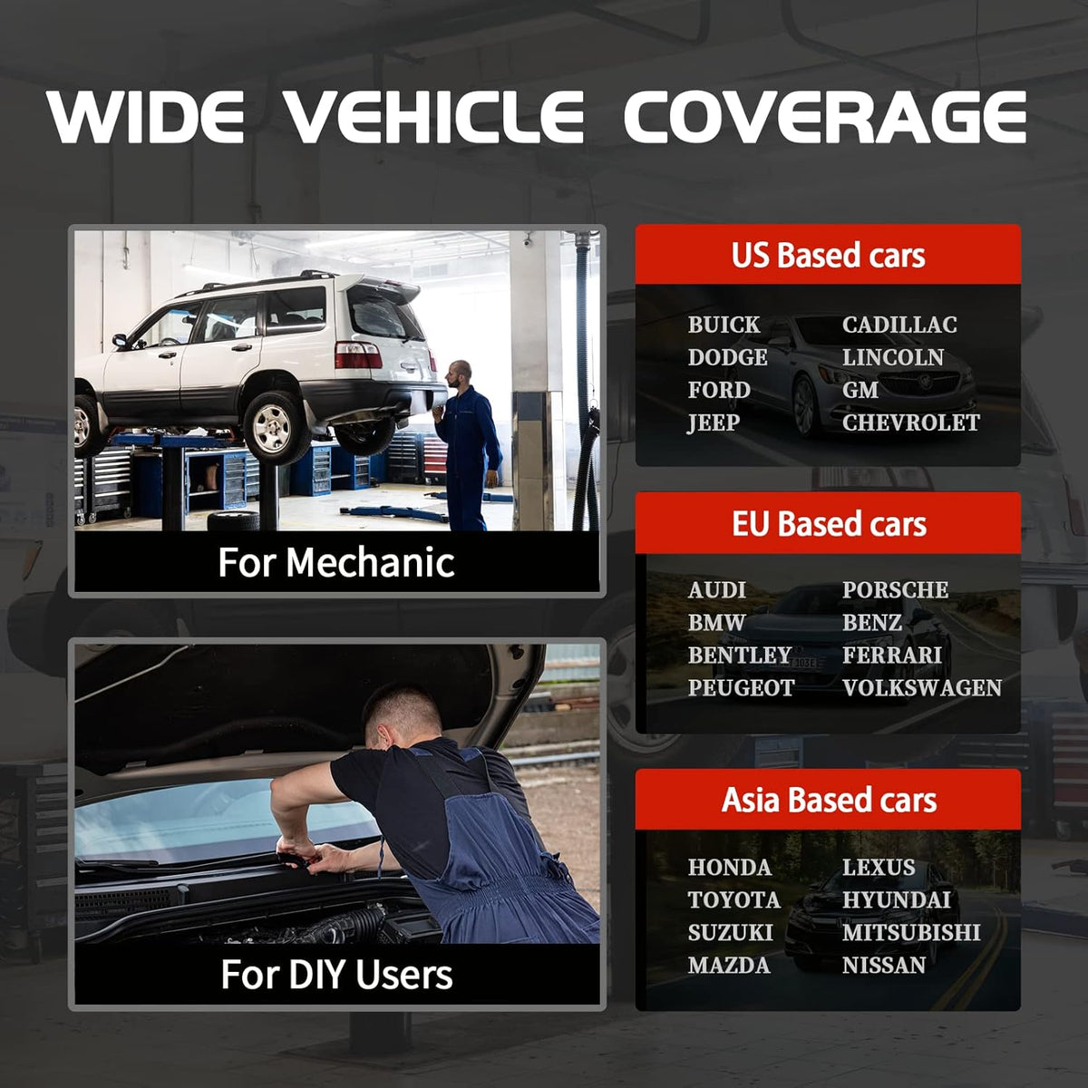 OBD2 Scanner Car Code Reader with 16 Reset Functions O19724