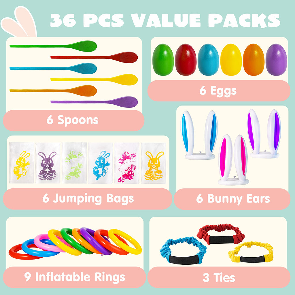 36Pcs 6 Player Easter Potato Sack Race Bags for Kids U817