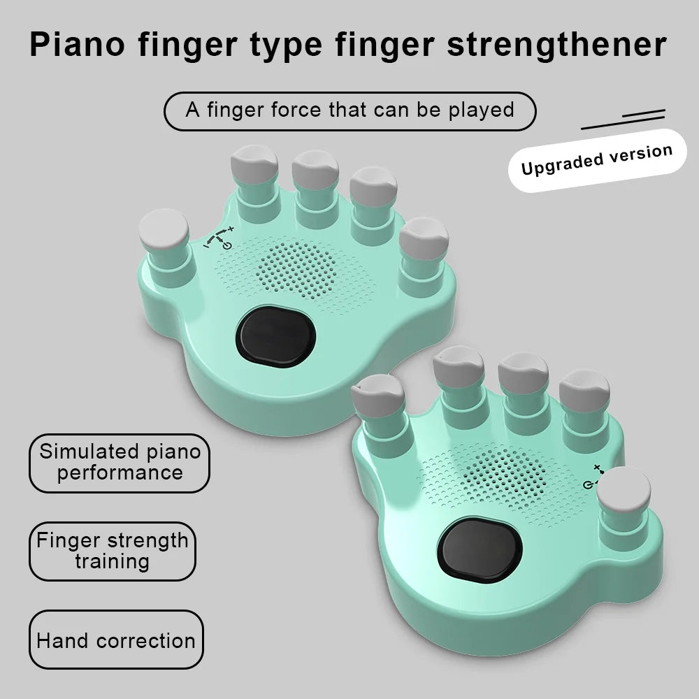 Hand Exerciser Trainer, 2Pcs Piano Hand Shape Corrector, Hand Strengthener with Speaker, Silicone Button, Anti-slip Design X487