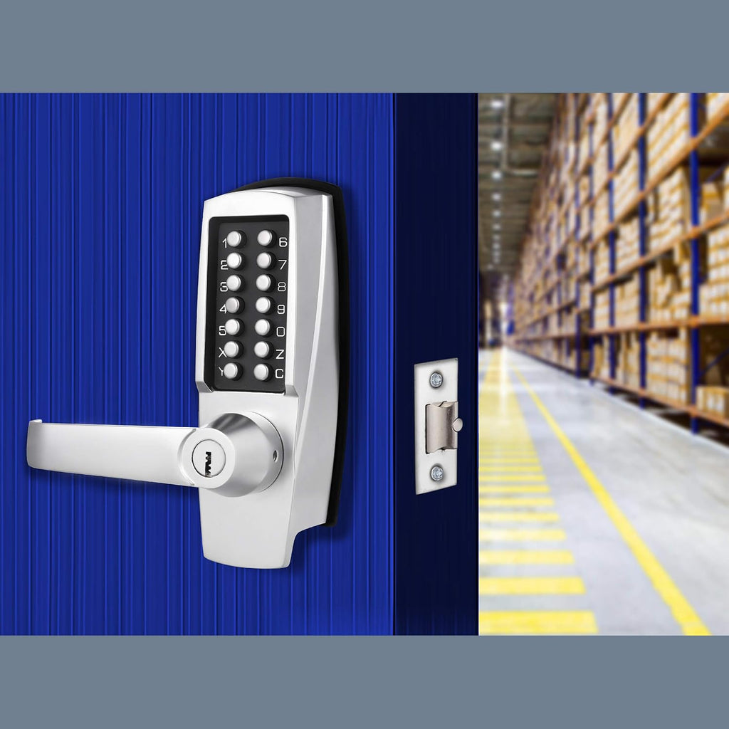 Satin Chrome Keyless Lever Lock with Keypad, Pack of 2 W501370