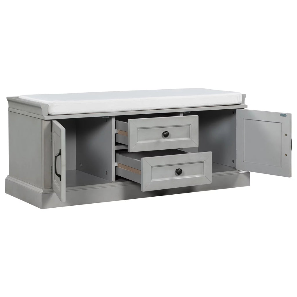 Wooden Storage Bench with 2 Drawers and 2 Cabinets C28962