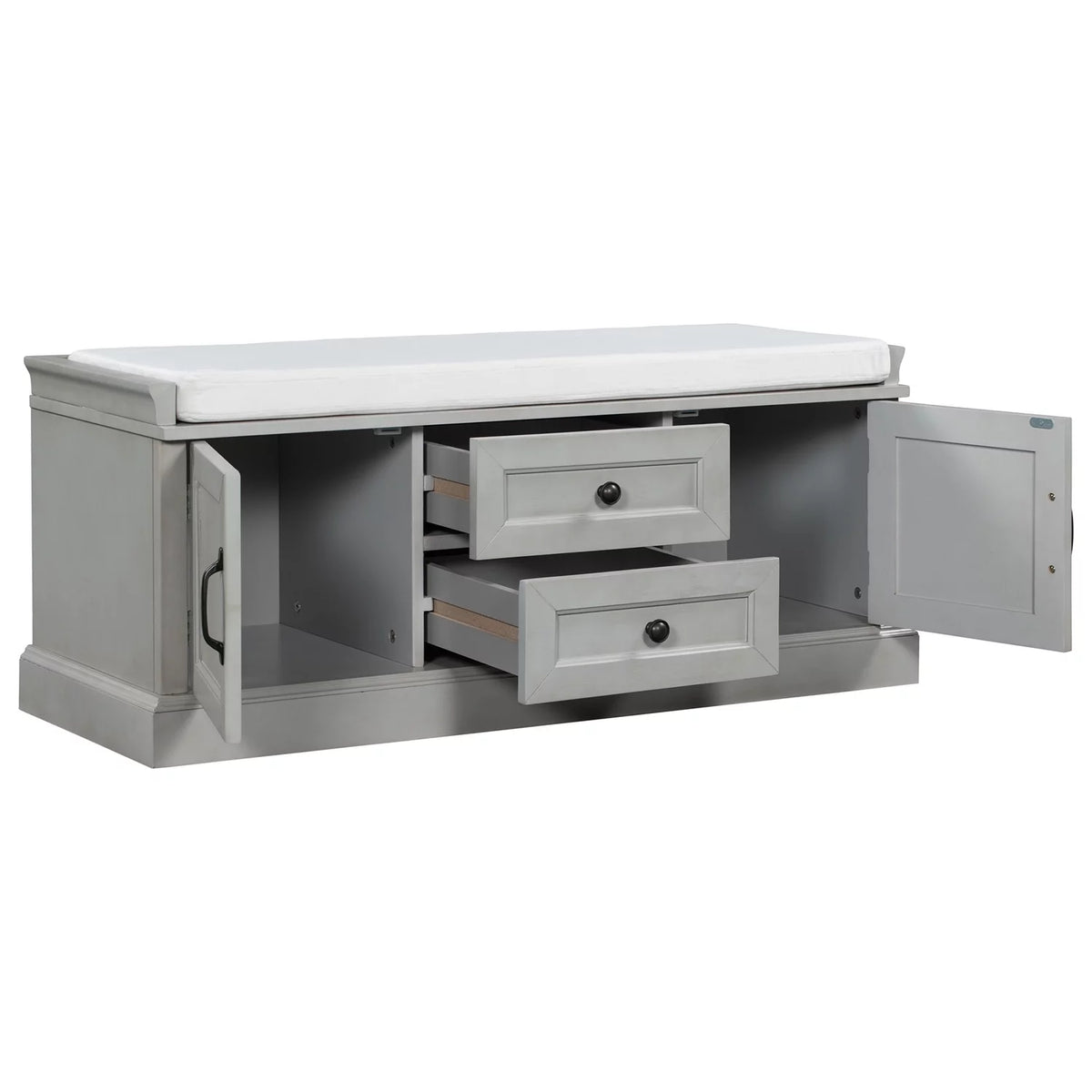 Wooden Storage Bench with 2 Drawers and 2 Cabinets C28962