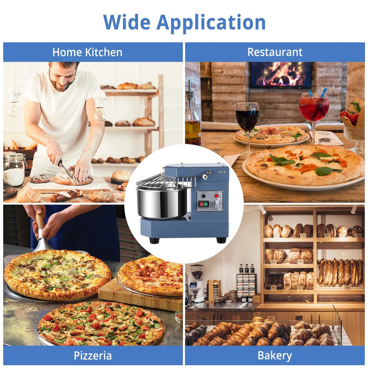 Commercial Dough Mixer, 8Qt Capacity, 450W Dual Rotating Dough Kneading Machine with Stainless Steel Bowl, Safety Shield, 110V N36888
