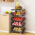 White 5 Tier Wire Fruit Basket with Wheels J368512