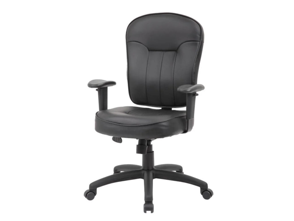 Black Leather Task Chair with Adjustable Arms B240432