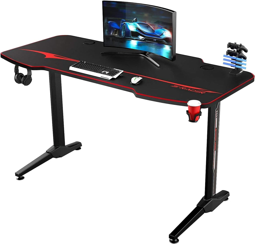 44 Inch T Shaped Gaming Desk with Cup Holder M484379
