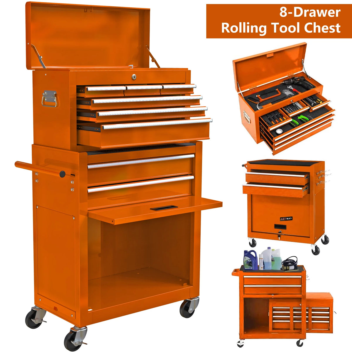 Blue 8 Drawer Rolling Tool Box A5467