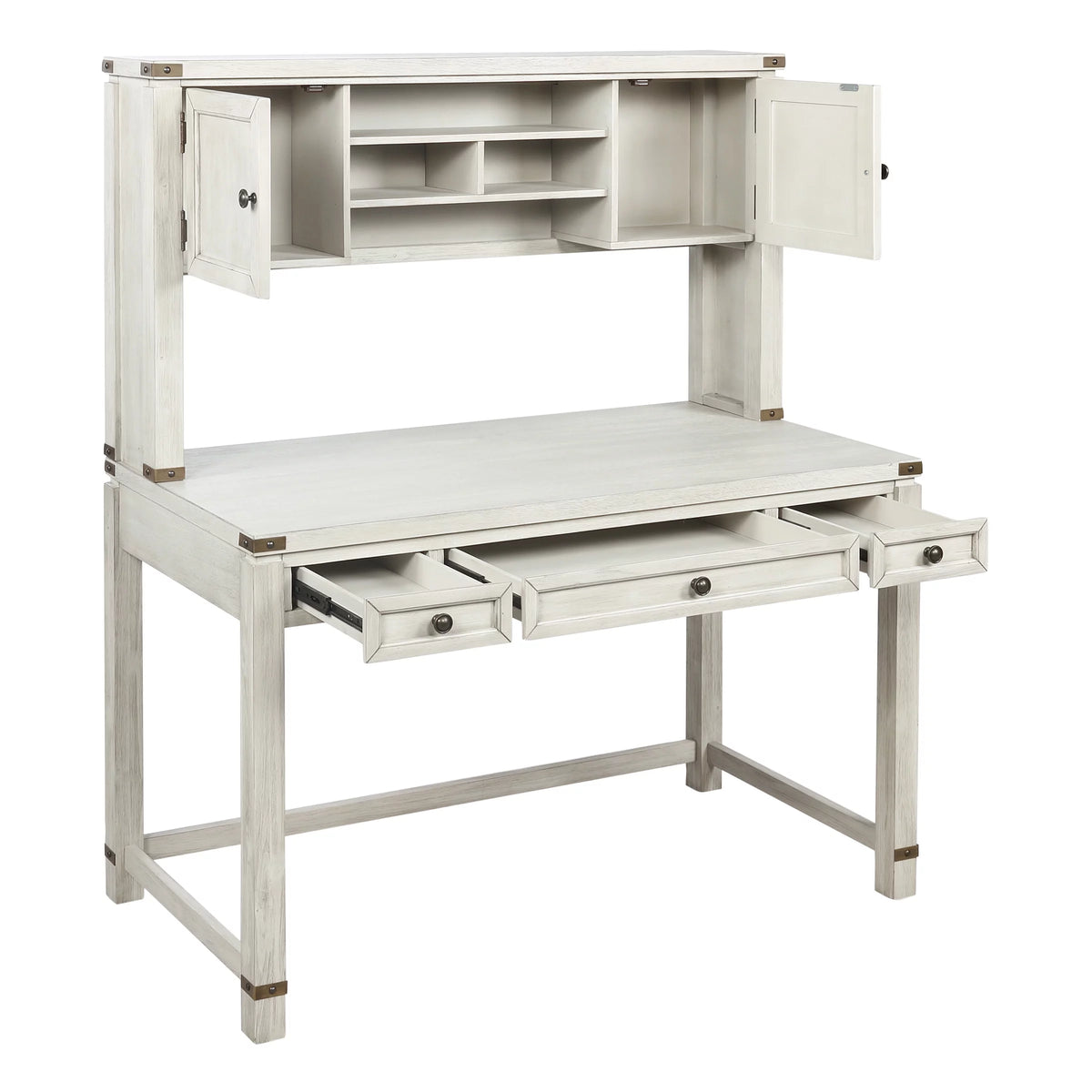 Champagne Oak Engineered Wood Desk with Hutch S94692