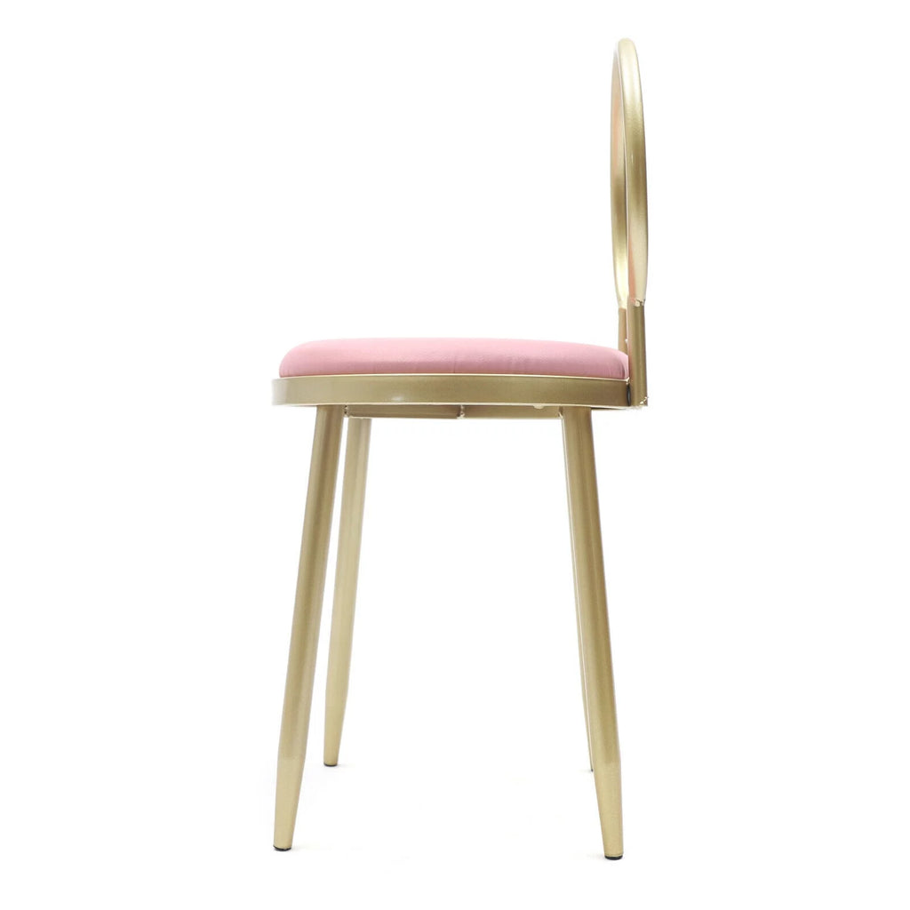 Pink Padded Vanity Chair with Back V2074