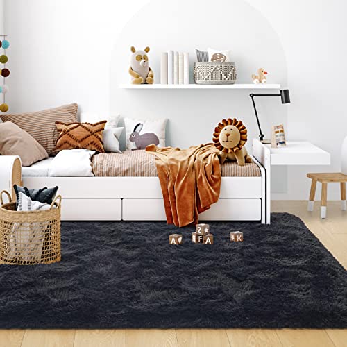 Black 4x6 Feet Shag Area Rug G131330