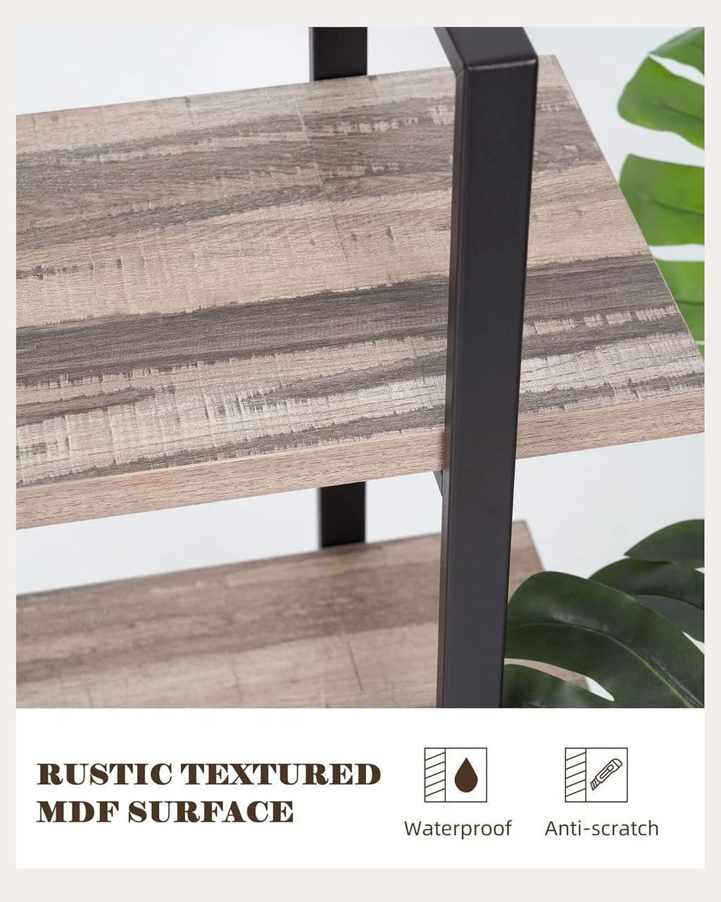Industrial 2-Tier Wood and Metal Bookcase Z128