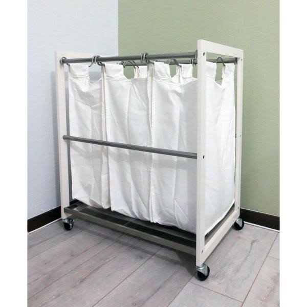 White 3 Bag Laundry Cart M292