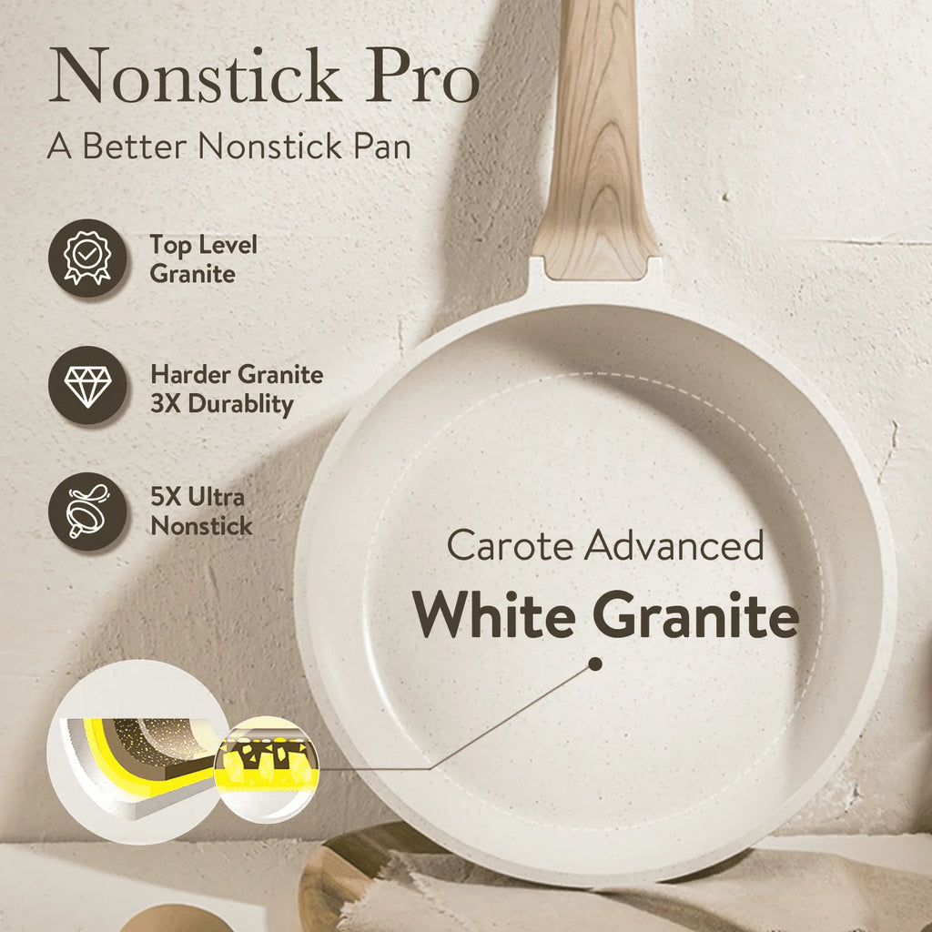 10 Pcs White Nonstick Granite Cookware Set A727