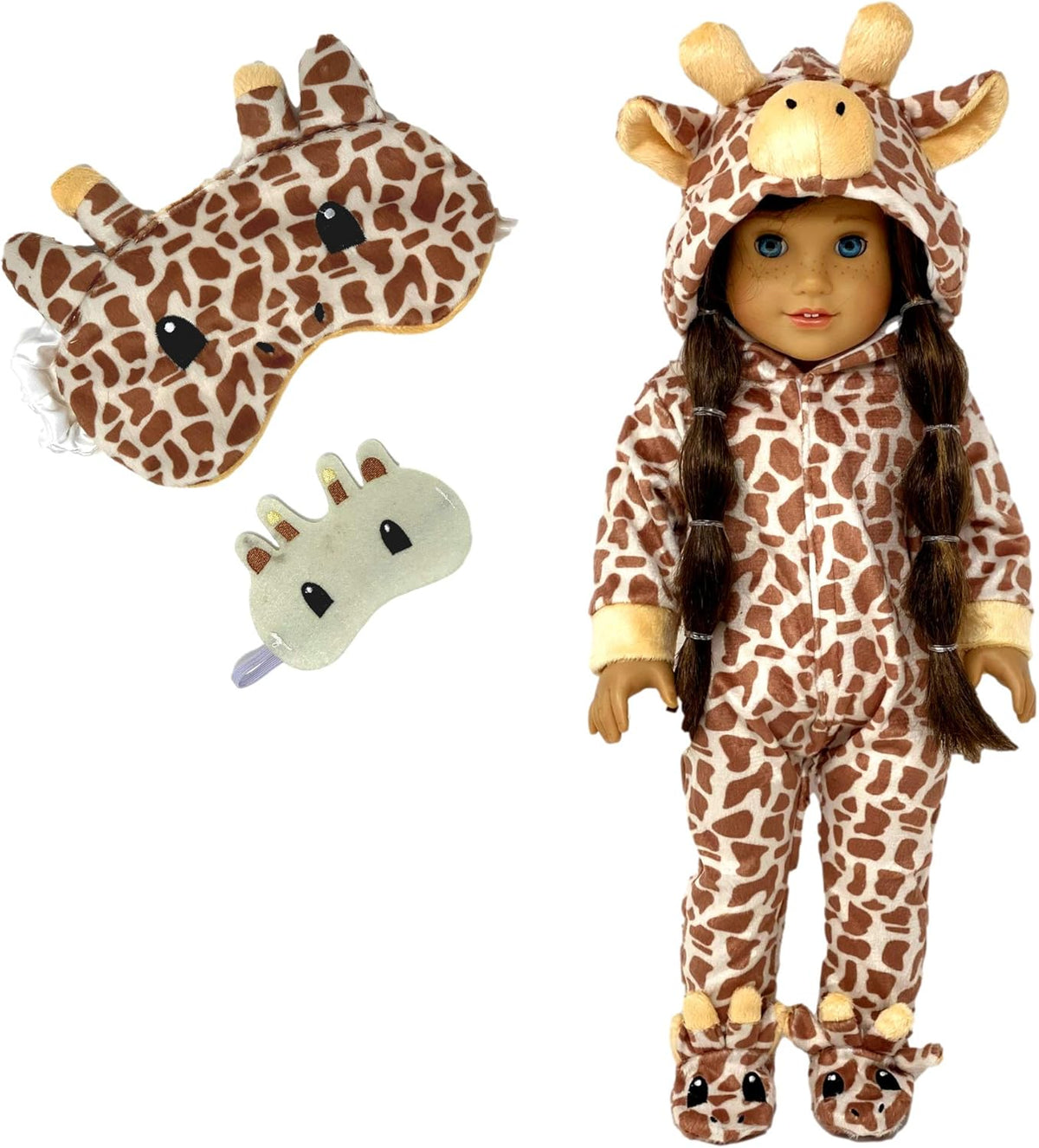 Panda Onesie Pajama with Matching Sleepover Masks for 18 inch Dolls Z2012