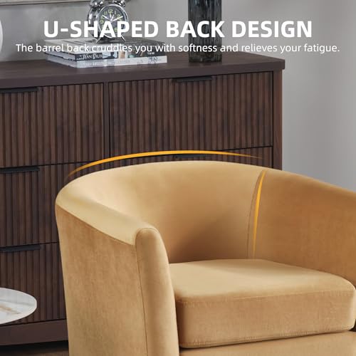 White Velvet Accent Barrel Chair with Ottoman F7660