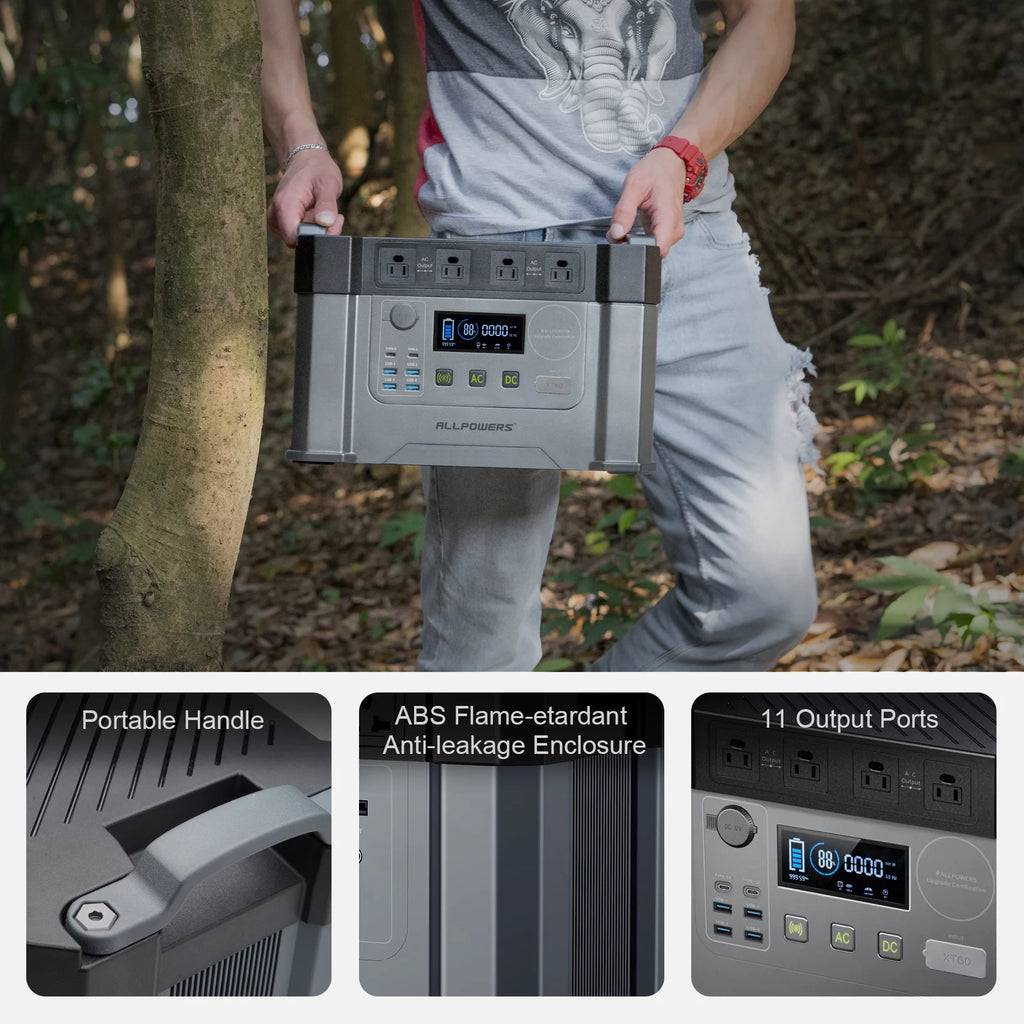 2000W 1500Wh Portable Power Station with 2 Pack 100W Foldable Solar Panel J983