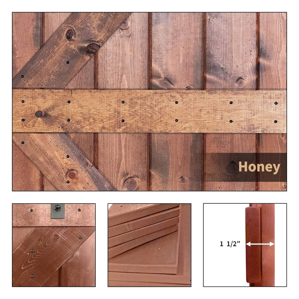 Paneled Wood Barn Door with Installation Hardware Kit - Dark Walnut Q73073
