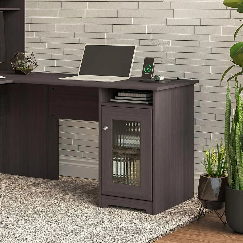 Heather Gray Engineered Wood Desk with Storage A25998