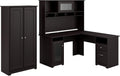 L Shaped Desk with Hutch and Tall Storage Cabinet S7622